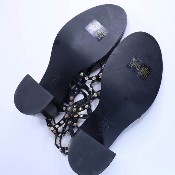 ASH Jen Strappy Studded Heel Sandals Black Gold Leather Women's 40/US 9.5 - Picture 7 of 9